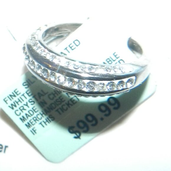 Engagement Ring Fine Silver Plated Triple White Paved Crystal's RingNEW 🆕📦🏃🚚 - Picture 8 of 15